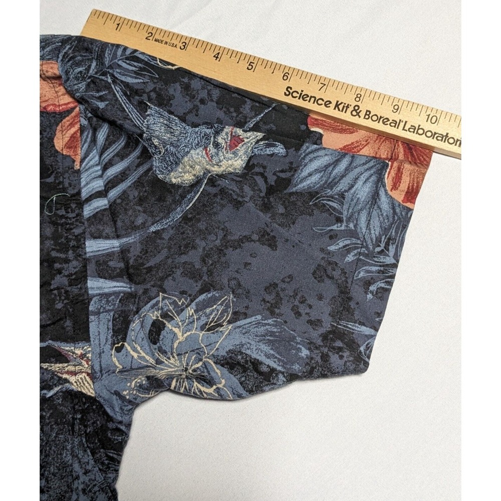 REEL LEGENDS Floral Swordfish Print Men Large Black Cotton Blend Hawaiian Shirt - Picture 11 of 15